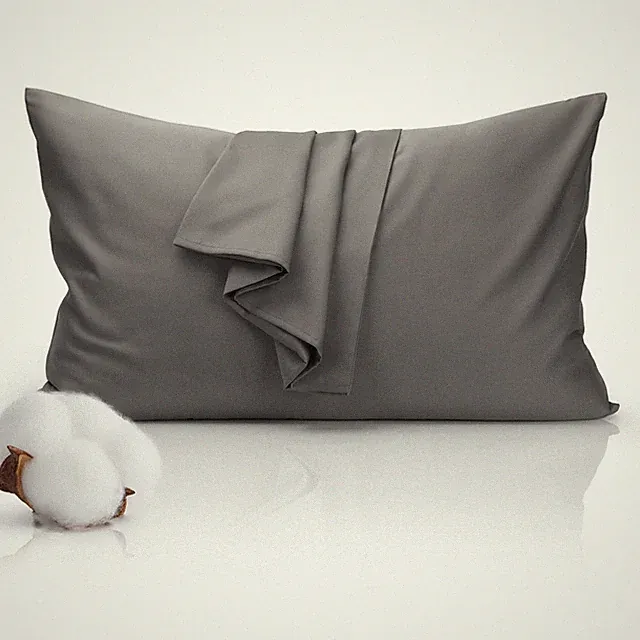 100% Cotton Envelope Pillowcase Gray Queen 500 Thread Count 20x30 Inches Single