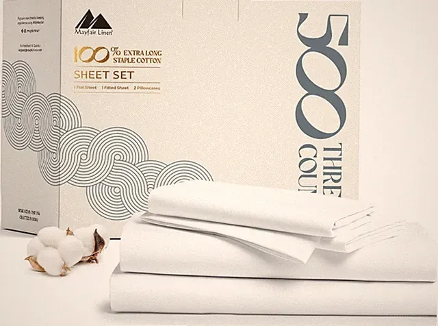 100% cotton sheets - 500 thread count sheets Full size 4-piece set (white)