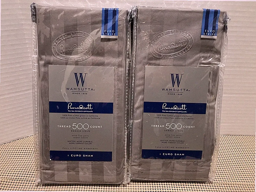 2 Wamsutta PimaCott Euro Shams Grey 500 Thread Count Damask Stripe 26x26 NEW
