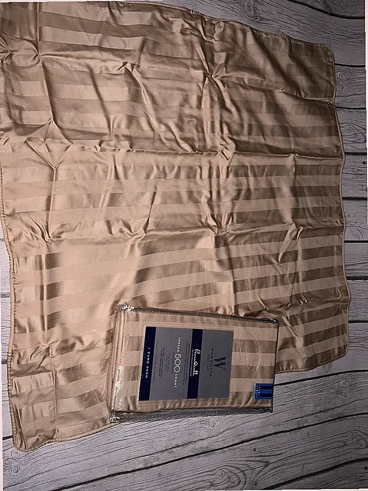 2 x Wamsutta Thread 500 Count Damask Stripe Euro Shams 100% Pima Cotton 26 x 26