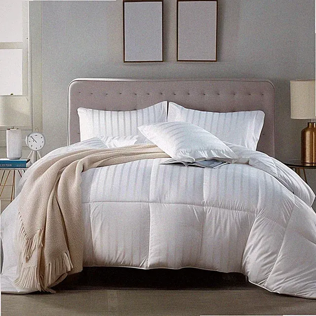 500 Thread Count Cotton Damask Duraloft Striped Down Alternative Lightweight