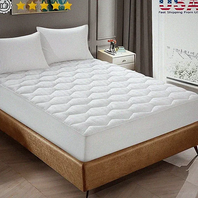 500 Thread Count Cotton Down Alternative Mattress Pad Twin Soft Quilted Fleece