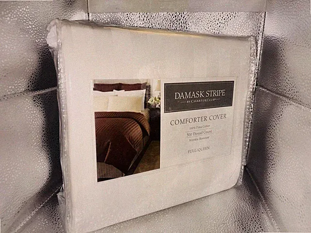 DAMASK STRIPE CHARTER CLUB COMFORTER COVER 100% Pima Cotton 500 Thread Count