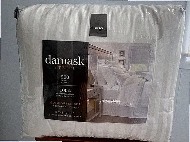 Damask Stripe King Size Comforter Set 500 Thread Count