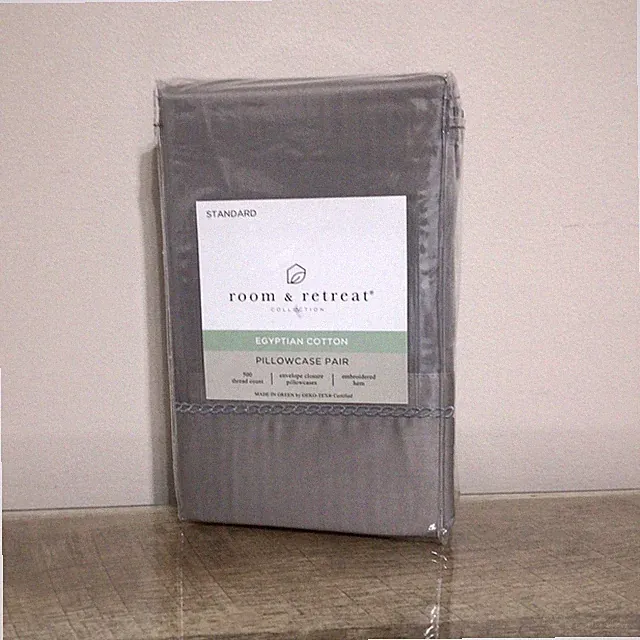 Egyptian Cotton 500 Thread Count Pair of Standard Pillowcases Frost Grey