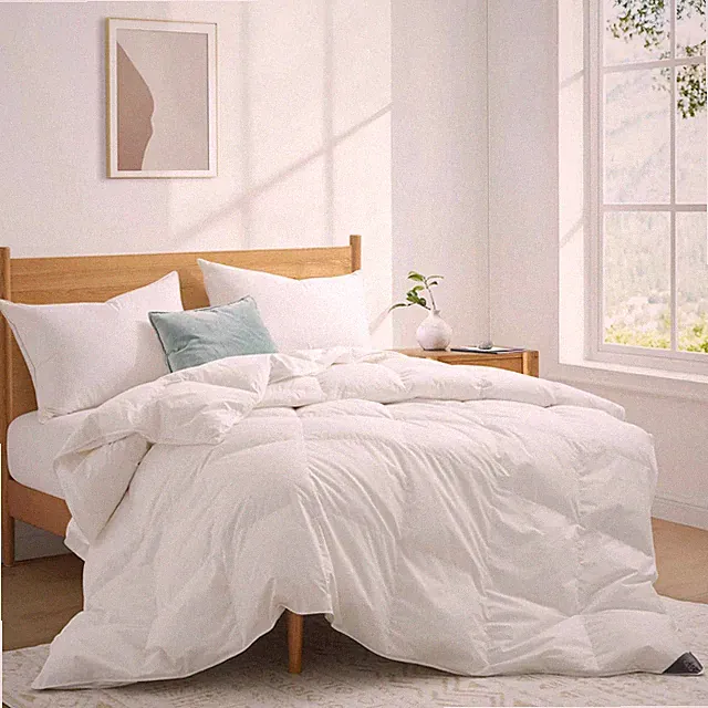 Lightweight 90% White Down Comforter 800FP Bed Blanket, 500TC 100% Cotton Shell