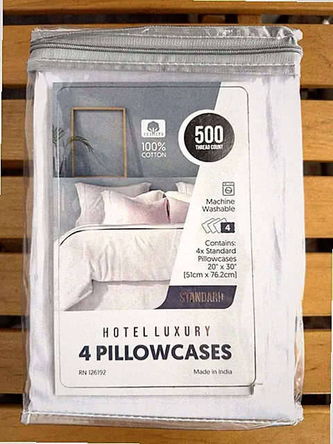 NEW Hotel Luxury STANDARD Pillowcases ~ 4Pk ~ 500 Thread Count ~ 100% Cotton