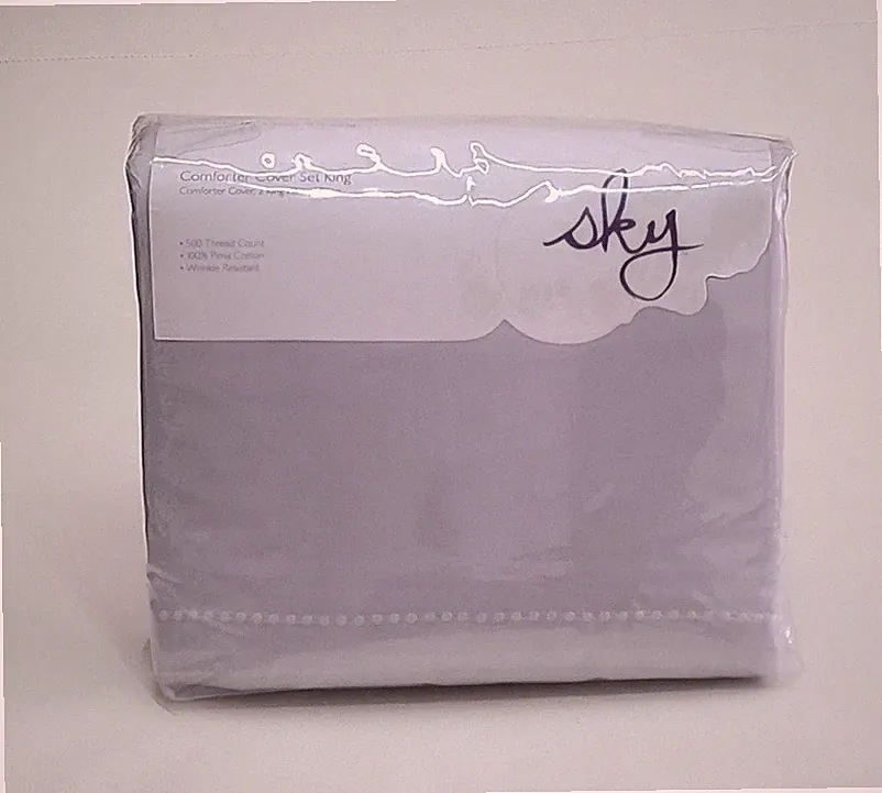 Sky Wrinkle Resistant Sateen Duvet Cover Set King 500 Thread Count Mineral Grey