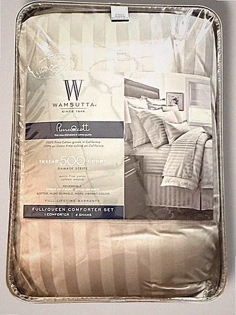 Vintage Wamsutta PimaCotton 500-Thread Count Damask Stripe Reversible Comforter